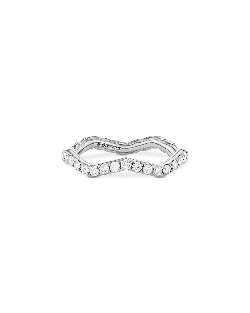 David Yurman Stax Zig Zag Ring in Sterling Silver with Diamonds, 2mm