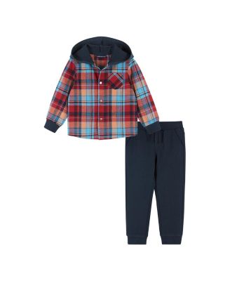 Andy & Evan - Boys' Plaid Hooded Flannel Set - Little Kid, Big Kid