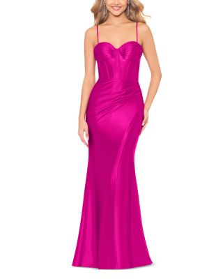 AQUA - Satin Mermaid Bustier Gown - Exclusive