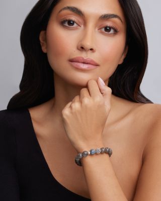 Sterling Silver Caviar Ball Beaded Labradorite Bracelet, 10mm