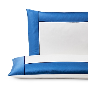 Frette Linear King Sham, Pair In Milk/nautical Blue