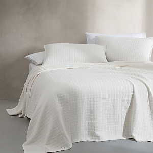 Shop Calvin Klein Essential Garment Washed Cotton Jacquard Coverlet, Queen In Off White