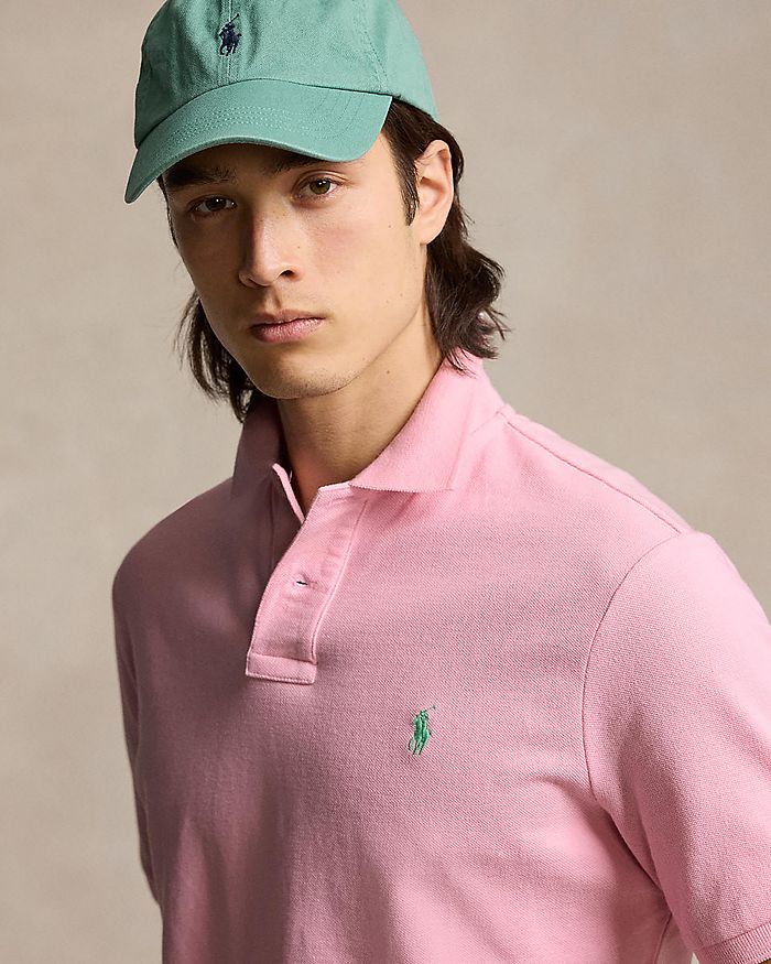 Shop Polo Ralph Lauren Custom Slim Fit Printed Mesh Polo Shirt In Pink