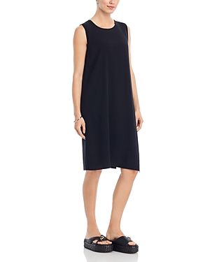 Eileen Fisher Sleeveless Georgette Crepe Midi Tank Dress In Black