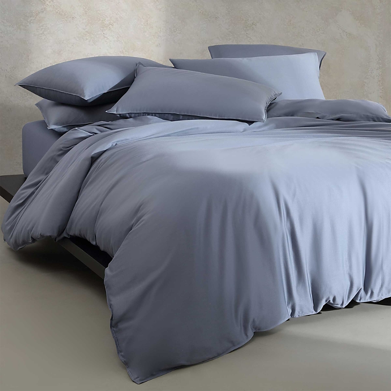 Calvin Klein 300 Thread Count Organic Earth Solid Cotton Sateen Duvet Cover Set In Light Blue