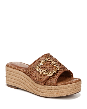 Shop Sam Edelman Women's Celia Buckled Strap Espadrille Wedge Platform Sandals In Cuoio