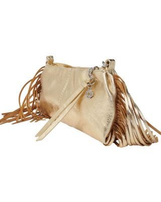 Miss M Metallic Leather Fringed Clutch