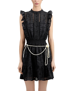 Shop The Kooples Embroidered Mini Dress In Black