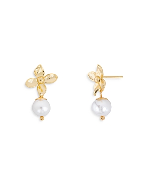 Shop Shashi Baby Fiorina Cultured Freshwater Pearl Stud Earrings In White/gold