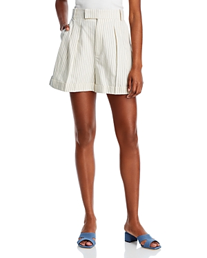 Frame Women's Pinstripe Cotton-linen Pleated Shorts In Cream Multi