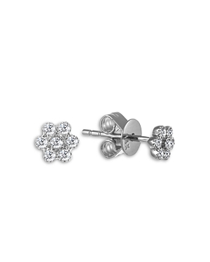 Shop Meira T 14k White Gold Diamond Flower Stud Earrings