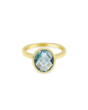 Meira T 14k Yellow Gold Blue Topaz Oval Ring In Blue/gold
