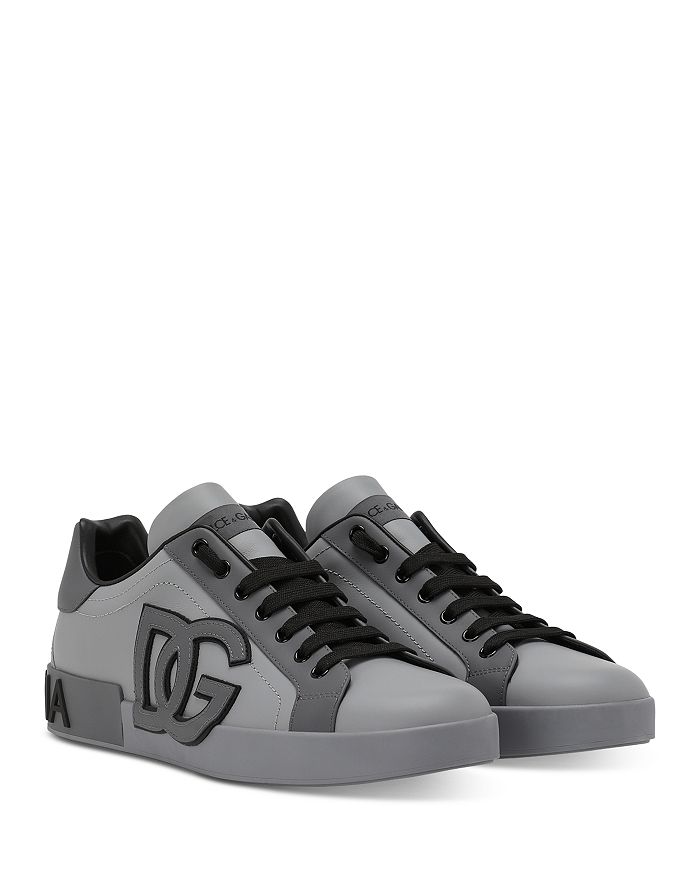 Shop Dolce & Gabbana Men's Lace Up Low Top Sneakers In Grey/black