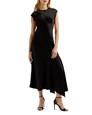 Shop Ted Baker Frasia Asymmetrical Midi Dress In Black