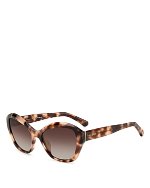 Shop Kate Spade New York Aglaia Rectangle Sunglasses, 54mm In Havana/brown Polarized Gradient