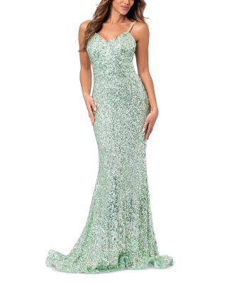 Aqua Sequin Prom Dresses