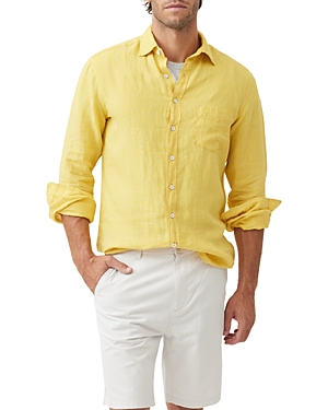 Shop Rodd & Gunn Coromandel Slim Fit Long Sleeve Button Front Shirt In Canary