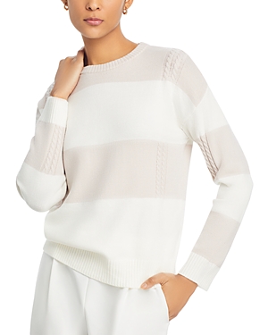 Shop T Tahari Crewneck Sweater In White Star