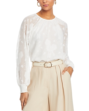 Shop T Tahari Textured Blouse In White Star