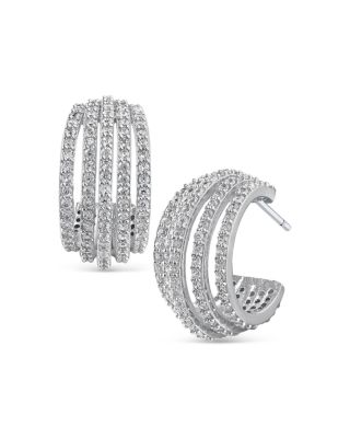 Kenneth Jay Lane - Pav&eacute; Multi Row Hoop Earrings