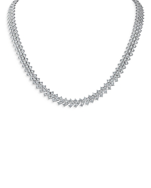 Cz By Kenneth Jay Lane Round Chevron Collar Necklace, 16 In Silver