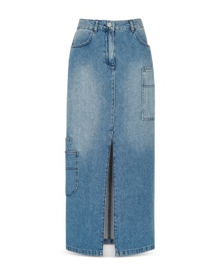 Cora Utility Cotton Denim Maxi Skirt