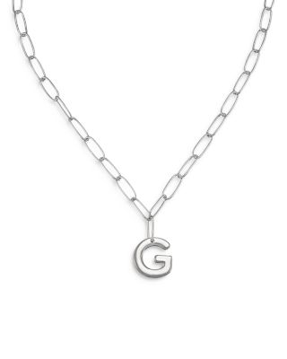 Ettika - Paperclip Link Chain Initial Pendant Necklace in Rhodium Plated, 18"
