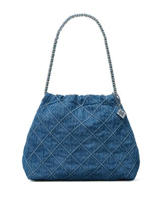 Tory Burch - Fleming Soft Denim Drawstring Hobo