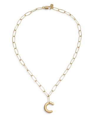 Paperclip Link Chain Initial Pendant Necklace in 18K Gold Plated, 18"