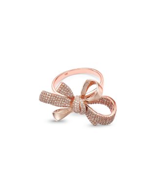 Diamond Bow Ring in 14K Rose Gold, 0.65 tcw