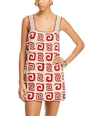 Shop Rhode Goldie Crochet Mini Dress In Red Swirl Crochet