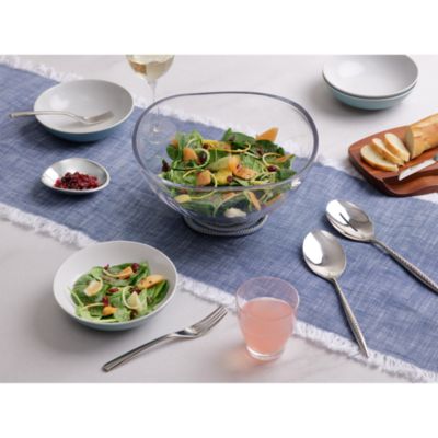 Braid Glass Salad Bowl & Servers 