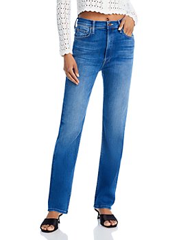 Stradivarius - Petite straight leg 90s jeans with rips in blue-Blues