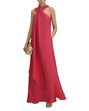 Shop Reiss Odell Halter Maxi Dress In Coral