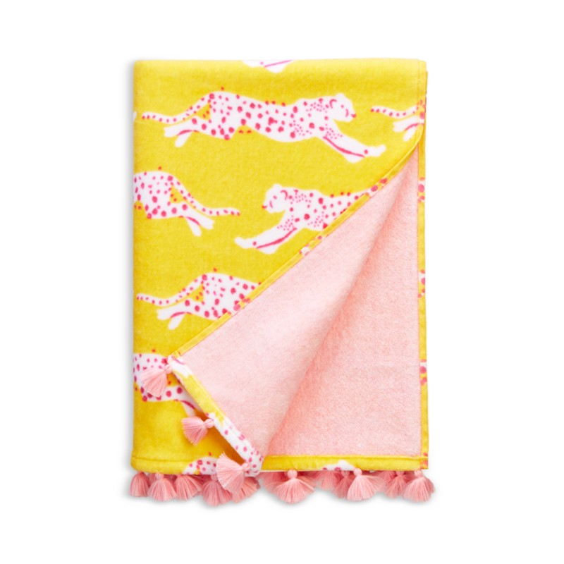 Matouk Schumacher Leaping Leopard Beach Towel in Lemonade