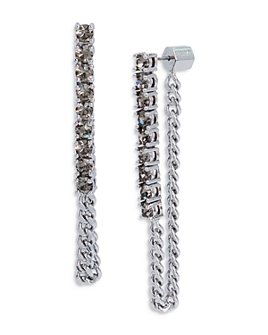 Shop Allsaints Stone Chain Front To Back Earrings In Black/silver