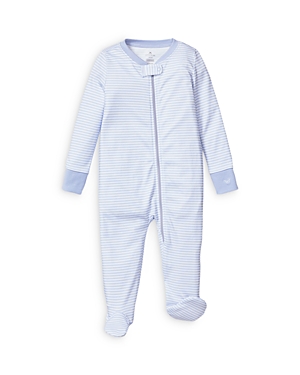 Shop Petite Plume Boys' Pima Cotton Striped Footie - Baby In Blue Stripe