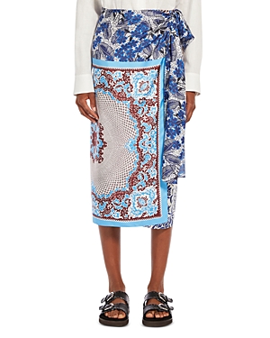 Shop Weekend Max Mara Nuevo Silk Sarong Skirt In Cornflower Blue