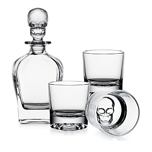 Godinger Skull Decanter and Set of 2 Double Old-Fashioned Glasses