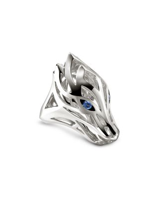 Sterling Silver Naga Blue Sapphire Dragon Ring