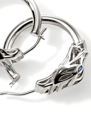 Sterling Silver Naga Blue Sapphire Dragon Small Hoop Earrings