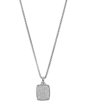 Men's Silver Id Diamond Dog Tag Pendant Necklace, 22