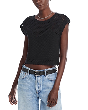 Aqua Crocheted Cropped Top - 100% Exclusive In Black