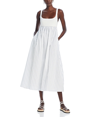 English Factory Striped Tie Back Maxi Dress In Off White