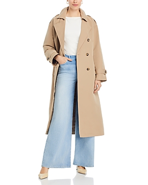 Shop Vero Moda Long Double Breasted Trench Coat In Silver Mink