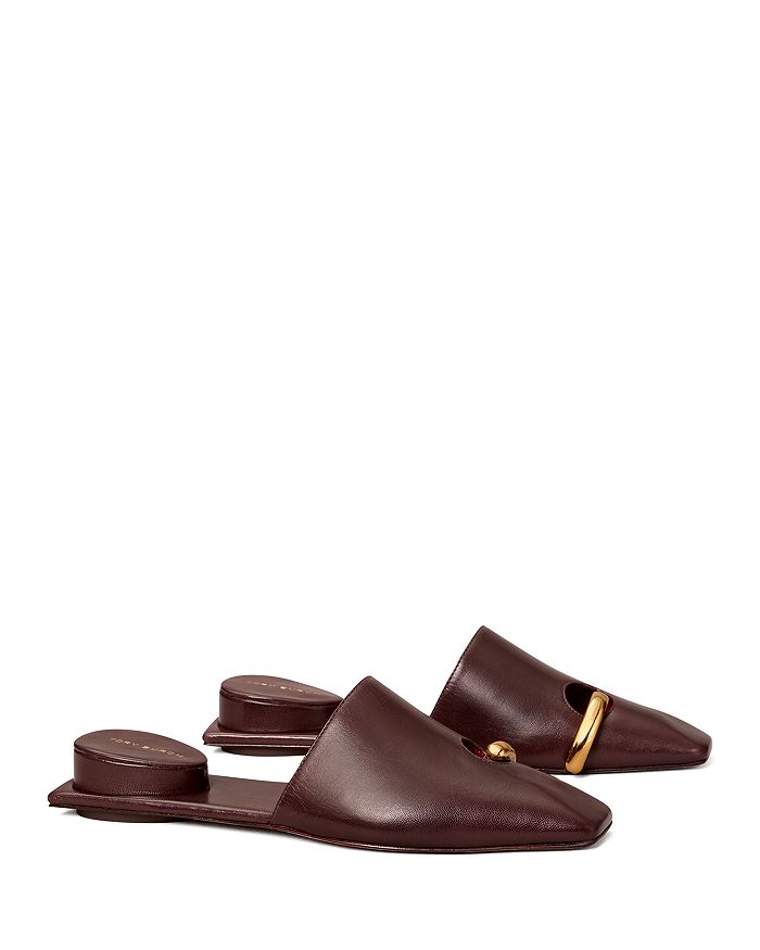 Tory Burch Pierced Mule In Plum/gold