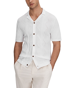 Reiss Fortune Button Front Camp Shirt In White