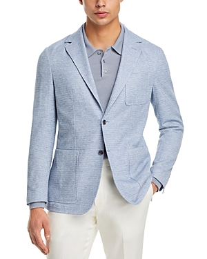 Shop Canali Cotton & Linen Textured Jersey Regular Fit Sport Coat In Blue