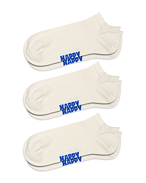 Happy Socks Solid Ankle Socks, Pack Of 3 In White