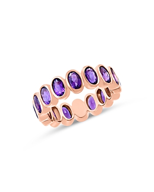 Shop Bloomingdale's Amethyst Oval Eternity Band In 14k Rose Gold In Purple/rose Gold